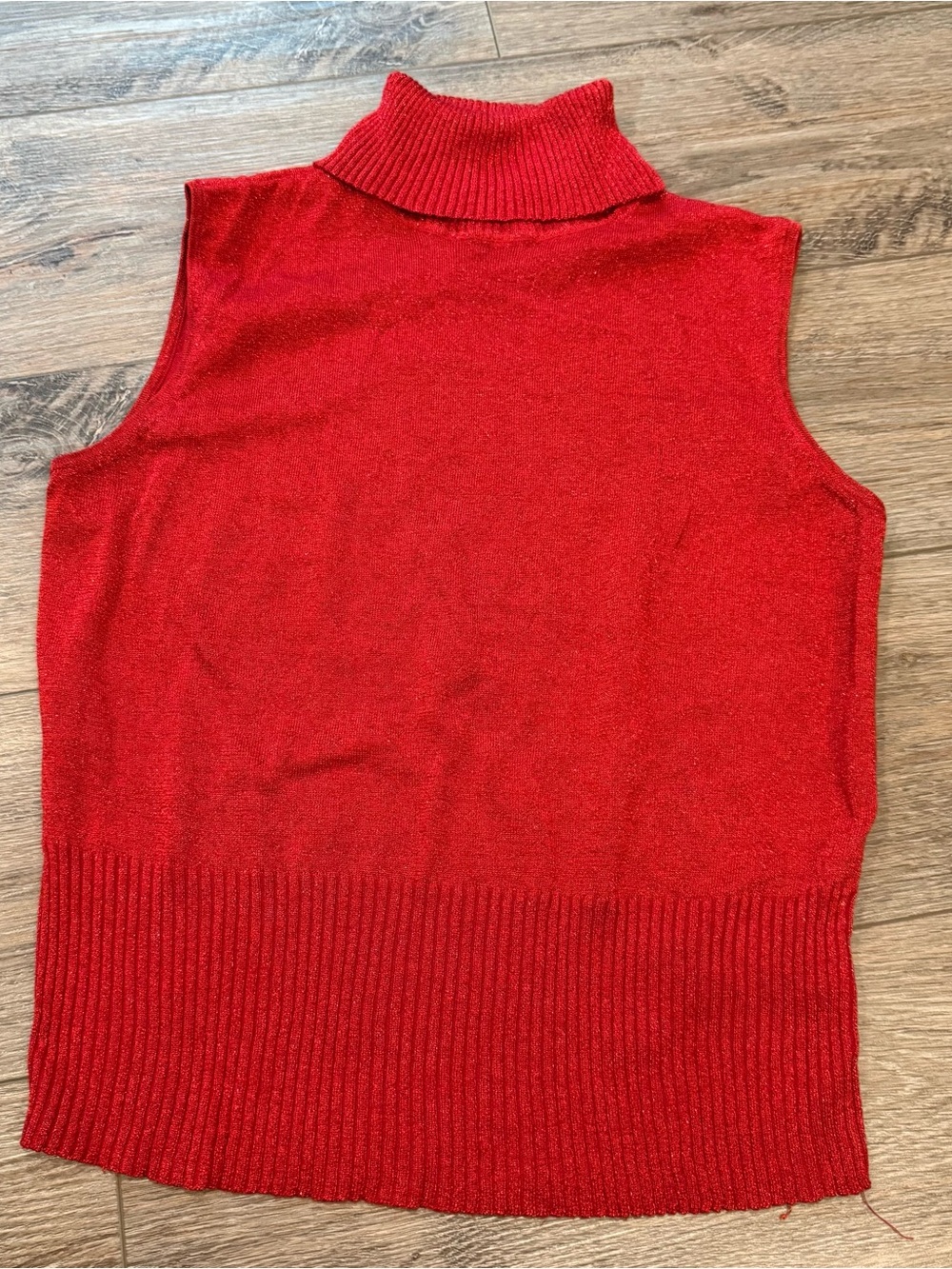 Y2K Nygard Collection Women's Red Sleeveless Silk Blend Turtleneck Sweater